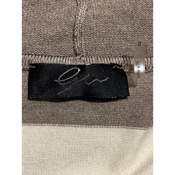 Cyrus Women's White Gray Stripe Lightweight Knit Hooded Cardigan Sz S - Picture 2 of 5